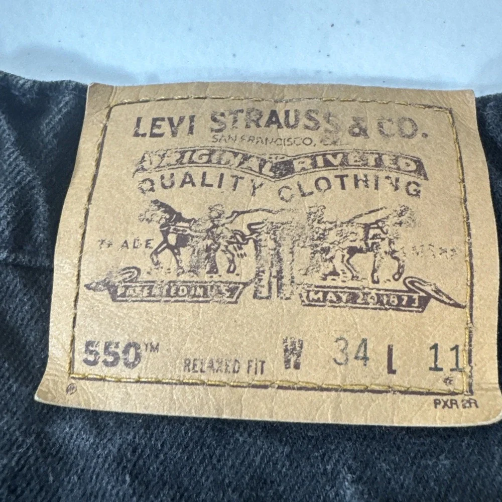 Vintage Levis 550 Relaxed Fit Denim Shorts Mens 34 Black Orange Tab USA Skater